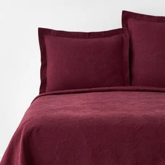 The Company Store Putnam Cotton Matelassé Euro Sham-Claret - Picture 3 of 3